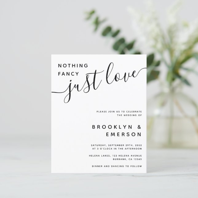 Lámina Presupuesto Nada Fancy Ama La Invitación A La Boda (Anverso de pie)