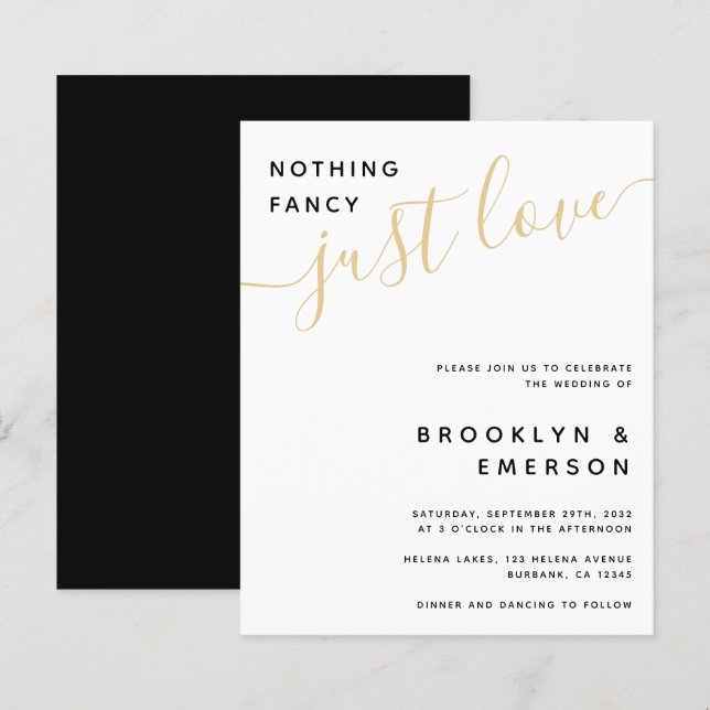 Lámina Presupuesto Nada Fancy Ama La Invitación A La Boda (Anverso / Reverso)