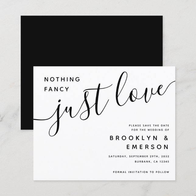Lámina Presupuesto Nada Fancy Love Just Love Save Date (Anverso / Reverso)