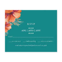 PRESUPUESTO Naranja Verde azulado Boda Floral RSVP