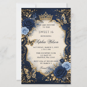 Lámina Presupuesto Navy Gold Floral Mariposa Dulces 16