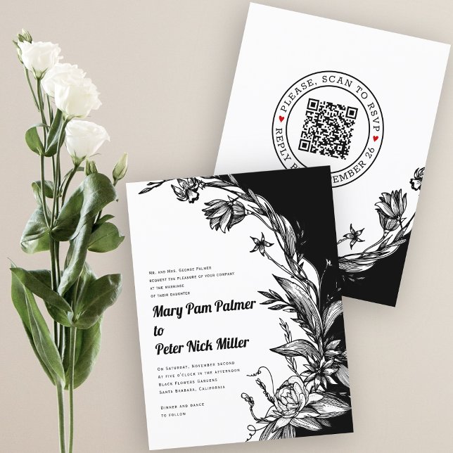 Lámina PRESUPUESTO Negra, blanca invitación a la boda QR  (Subido por el creador)