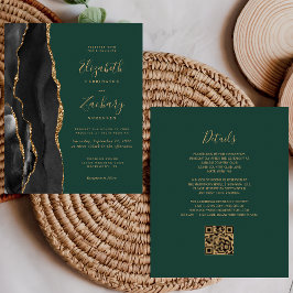 Lámina Presupuesto Negro Oro Ágata Verde Código QR Boda