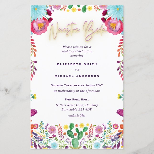 Lámina PRESUPUESTO Nuestra Boda Flores Invitación A9 (Anverso)