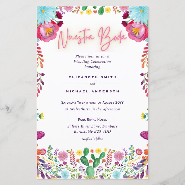 Lámina PRESUPUESTO Nuestra Boda Flores Invitación A9 (Anverso)