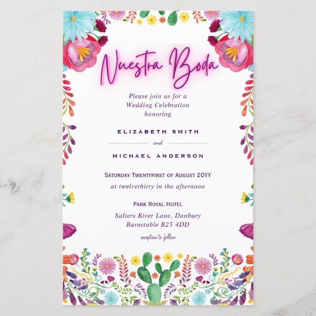 Lámina PRESUPUESTO Nuestra Boda Flores Invitación A9 (Anverso)