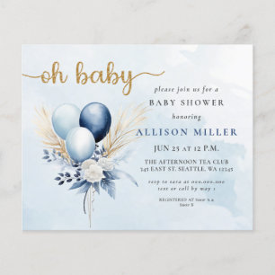 Lámina Presupuesto Oh Baby Blue Gold Boho Baby Shower