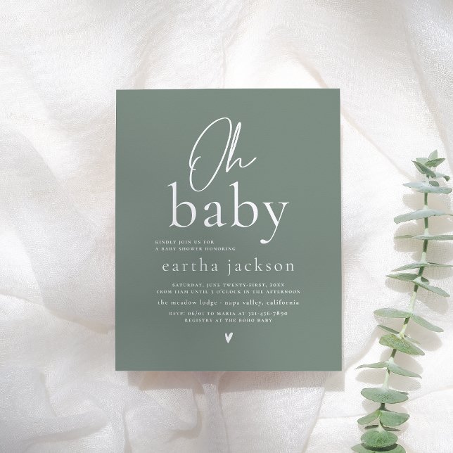 Lámina Presupuesto Oh Baby Script Sage Green Boho Baby Sh (Subido por el creador)