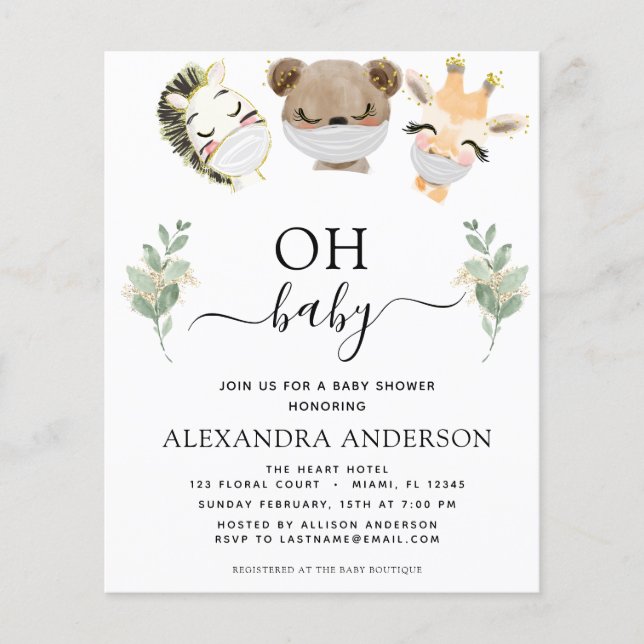 Lámina Presupuesto Oh Baby Shower Woodland Eucalyptus (Anverso)