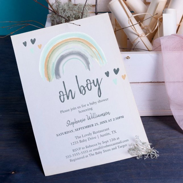 Lámina Presupuesto Oh Boy Baby Shower Blue Boho Arcoiris (Subido por el creador)