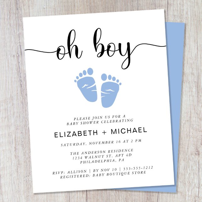 Lámina Presupuesto Oh Boy Parejas Baby Feet Shower Invita (Subido por el creador)