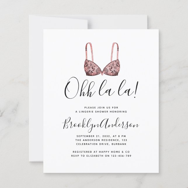 Lámina PRESUPUESTO Ohh La Lingerie Shower Invitación (Anverso)