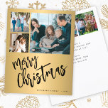 Lámina Presupuesto oro 6 foto Feria navidad<br><div class="desc">Moderna y elegante escritura caligráfica de Navidad Feliz Navidad manuscrita 6 fotos familiares de faux metálico oro y negro tarjeta de vacaciones PRESUPUESTO con tu personalizado texto personalizado en ambos lados. POR FAVOR, TENGA EN CUENTA que los colores del fondo y del guión son editables. Puede cambiar cualquiera de ellos...</div>