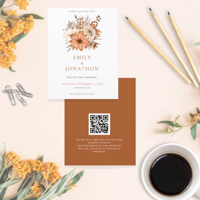 Lámina Presupuesto Otoño Floral Código QR Boda Guardar La (Subido por el creador)