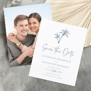 Lámina Presupuesto Palm Tropical Dusty Blue Save the Date