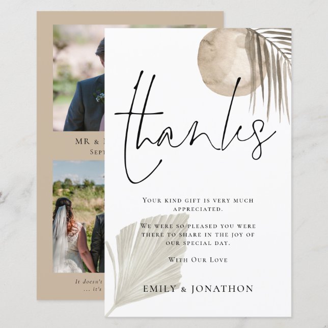 Lámina Presupuesto Pampas Boda 3 Foto Cita Gracias (Anverso / Reverso)