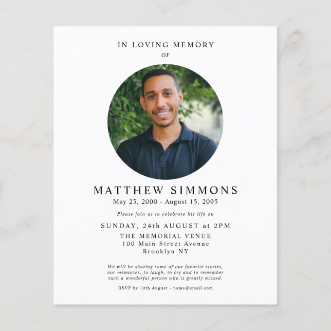 Lámina Presupuesto Para El Funeral De La Foto De La Memor (Anverso)