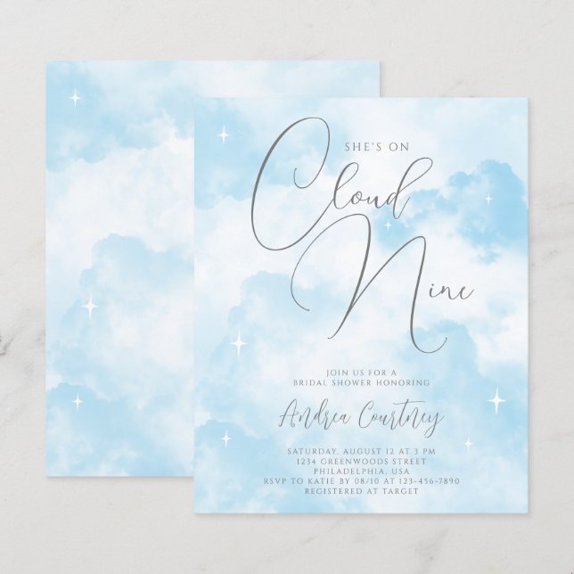 Lámina Presupuesto para la ducha nupcial nupcial de nueve (Anverso / Reverso)