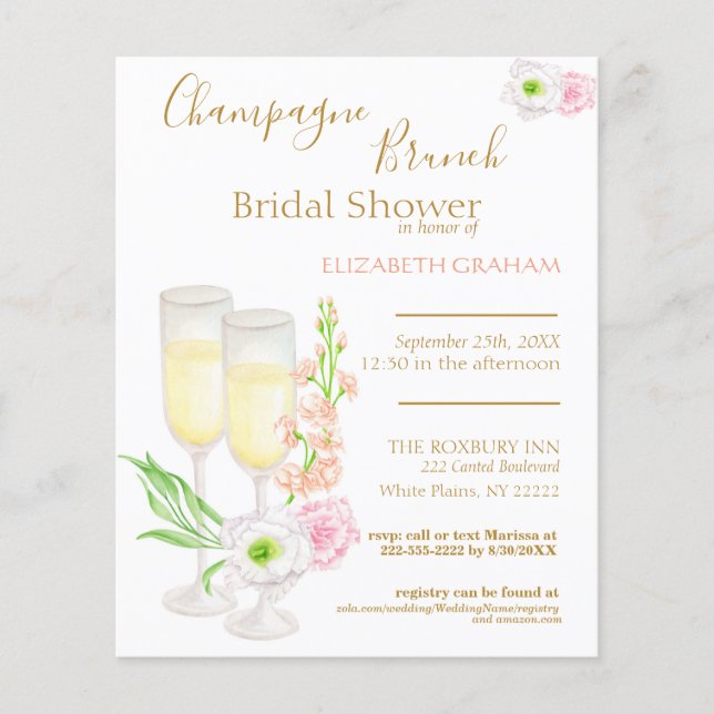 Lámina Presupuesto para la invitación a la novia de Champ (Anverso)