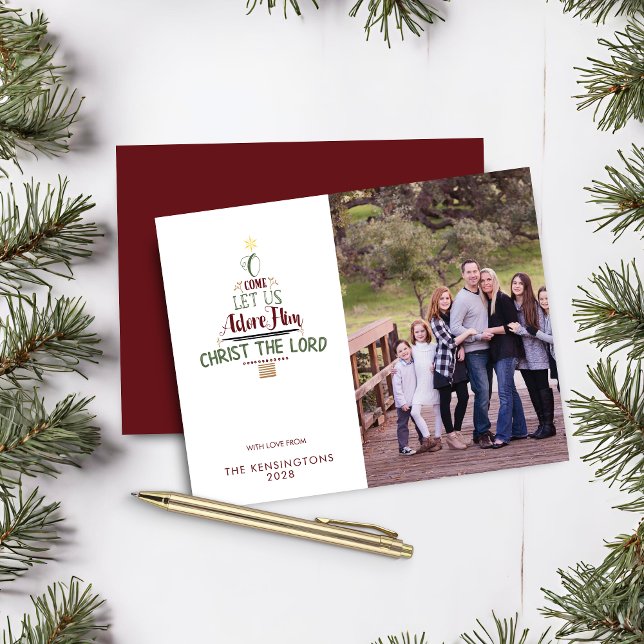 Lámina Presupuesto Para Llegar Dejemos Que Adoremos A Sus (Budget O Come Let Us Adore Him Christmas Photo Christmas Card)