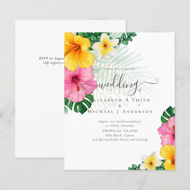 Lámina PRESUPUESTO Paraíso Tropical Playa Boda Florales (Anverso / Reverso)