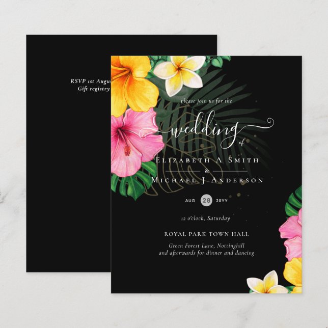 Lámina PRESUPUESTO Paraíso Tropical Playa Boda Florales (Anverso / Reverso)