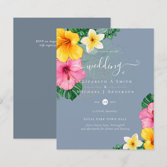 Lámina PRESUPUESTO Paraíso Tropical Playa Boda Florales (Anverso / Reverso)