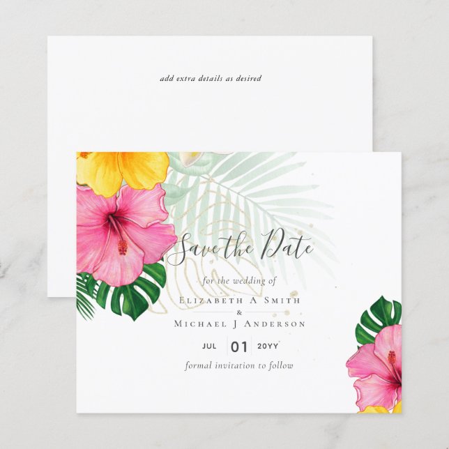 Lámina PRESUPUESTO Paraíso Tropical Playa Boda Florales (Anverso / Reverso)
