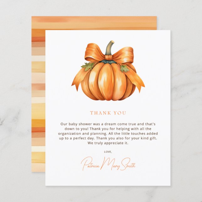 Lámina Presupuesto Pequeña Calabaza Baby Shower Gracias (Anverso / Reverso)