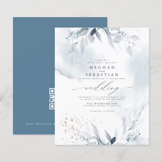 Lámina Presupuesto Pero Hermosa Acuarela Azul Dusto QR RS (Anverso / Reverso)