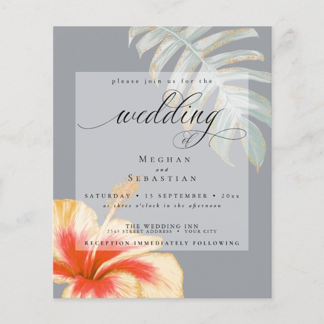 Lámina Presupuesto pero hermoso Boda CoralYellow Hibiscus (Anverso)