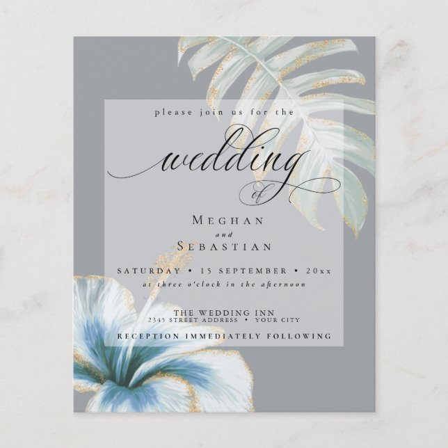 Lámina Presupuesto pero hermoso Boda Dusty Azul Hibiscus (Anverso)