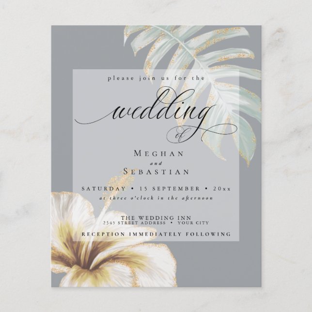 Lámina Presupuesto Pero Hermoso Boda Oro Amarillo Hibiscu (Anverso)