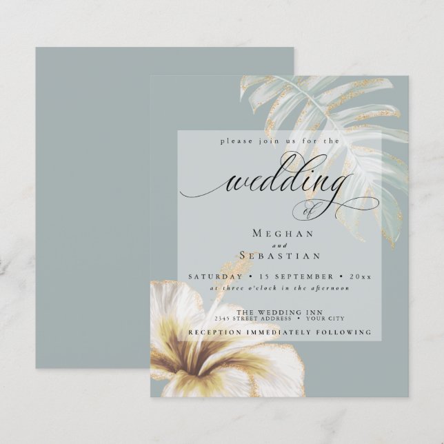 Lámina Presupuesto Pero Hermoso Boda Oro Amarillo Hibiscu (Anverso / Reverso)