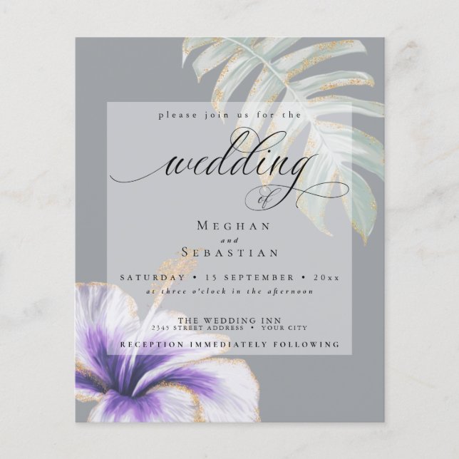 Lámina Presupuesto Pero Hermoso Boda Violet Hibiscus (Anverso)