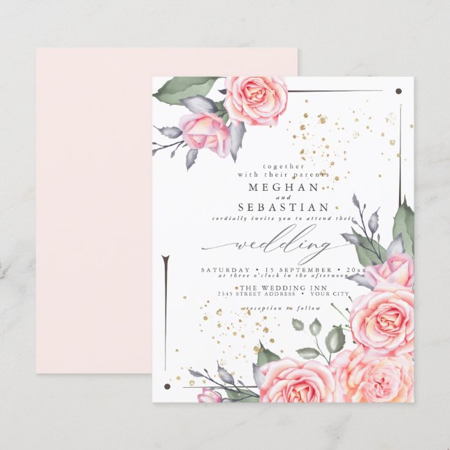 Lámina Presupuesto pero hermosos Rosas rústicos de cabaña (Anverso / Reverso)