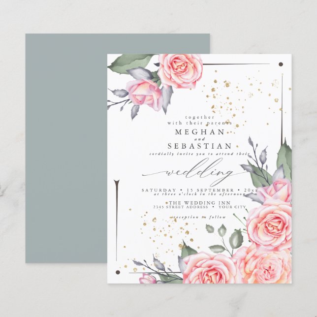Lámina Presupuesto pero hermosos Rosas rústicos de cabaña (Anverso / Reverso)
