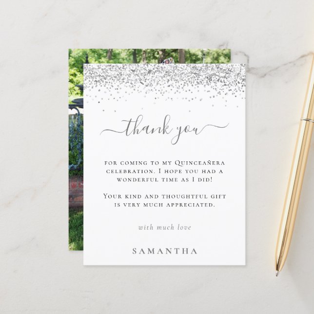 Lámina Presupuesto Plata Brillante Foto Quinceañera Graci (Anverso/Reverso In Situ)