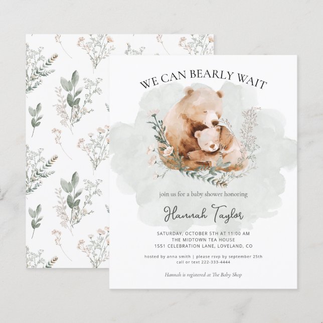 Lámina Presupuesto Podemos Esperar A Que Teddy Bear Baby  (Anverso / Reverso)