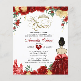 Lámina PRESUPUESTO Princesa Floral Roja Mis Quince Quince