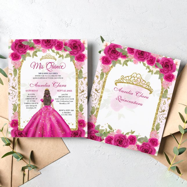 Lámina PRESUPUESTO Princesa Floral Rosa Oro Quinceanera (Subido por el creador)
