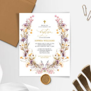 Lámina PRESUPUESTO Púrpura Flores silvestres Baptismo Inv