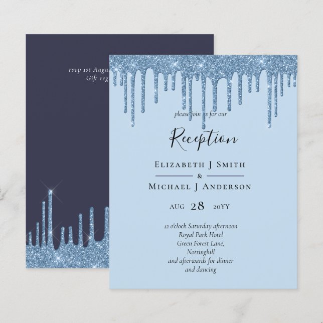 Lámina PRESUPUESTO Purpurina Azul Recepción de boda (Anverso / Reverso)