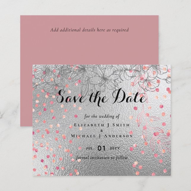 Lámina PRESUPUESTO Purpurina metálico BODA de Rosegold Pl (Anverso / Reverso)
