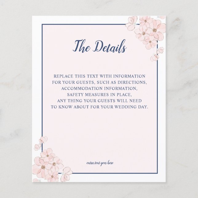 Lámina PRESUPUESTO Purpurina Rosa Navy Boda Floral DETALL (Anverso)