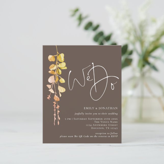 Lámina Presupuesto QR Eucalyptus Earthy We Do Wedding Inv (Anverso de pie)