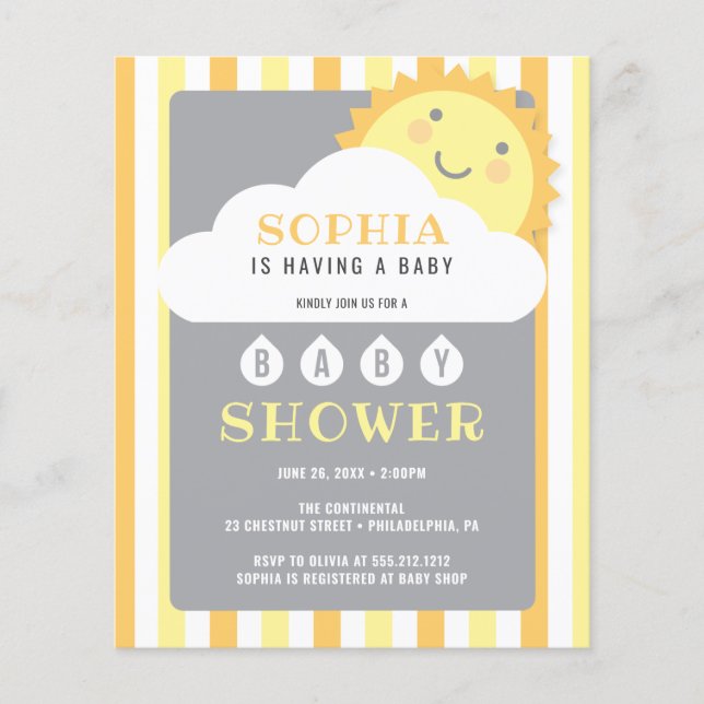 Lámina Presupuesto que usted es mi invitación de Baby Sho (Anverso)