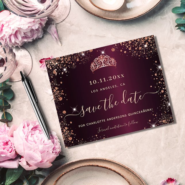 Lámina Presupuesto Quinceanera burgundy rosa fecha de aho (Subido por el creador)