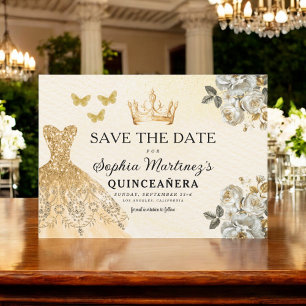 Lámina Presupuesto Quinceanera Oro Floral Guardar fecha