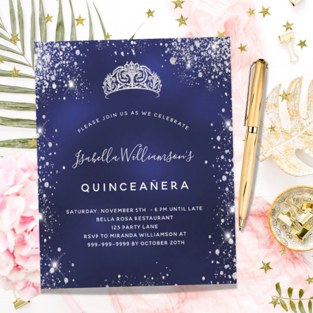 Lámina Presupuesto Quinceanera purpurina de plata azul po (Subido por el creador)